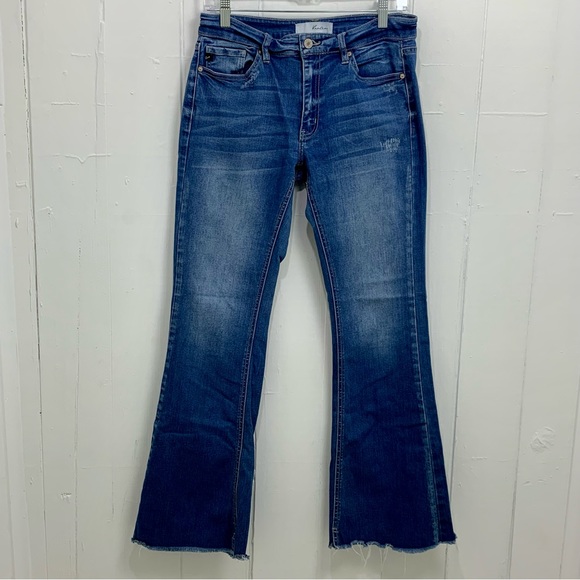 KanCan Raw Hem Mid Rise Stretch Flare